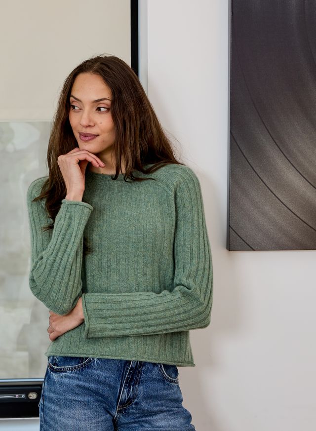 Design History Rib Long Sleeve Sweater | Grass