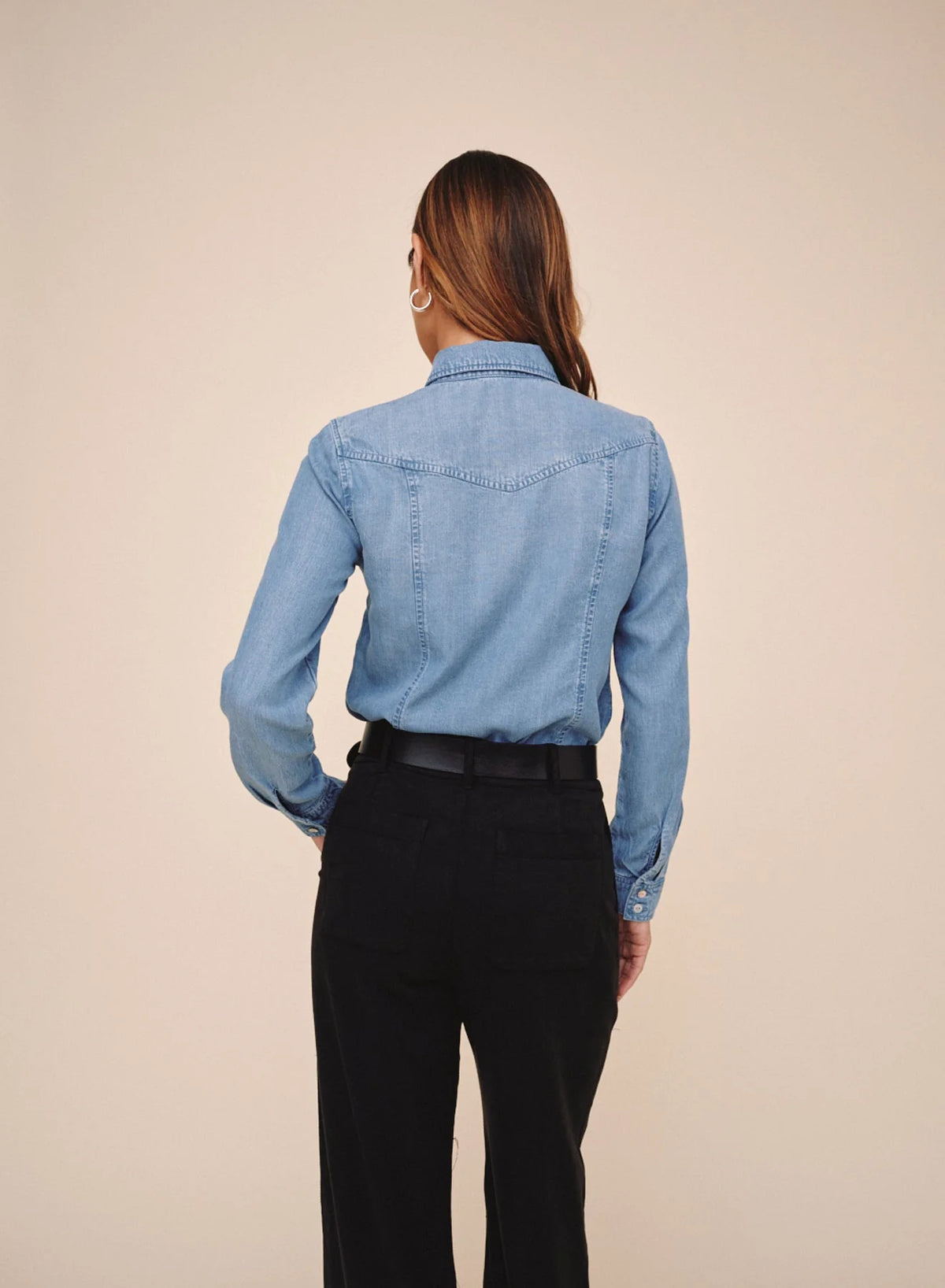 Bella Dahl Long Sleeve Seamed Shirt - Indigo Harbor Wash