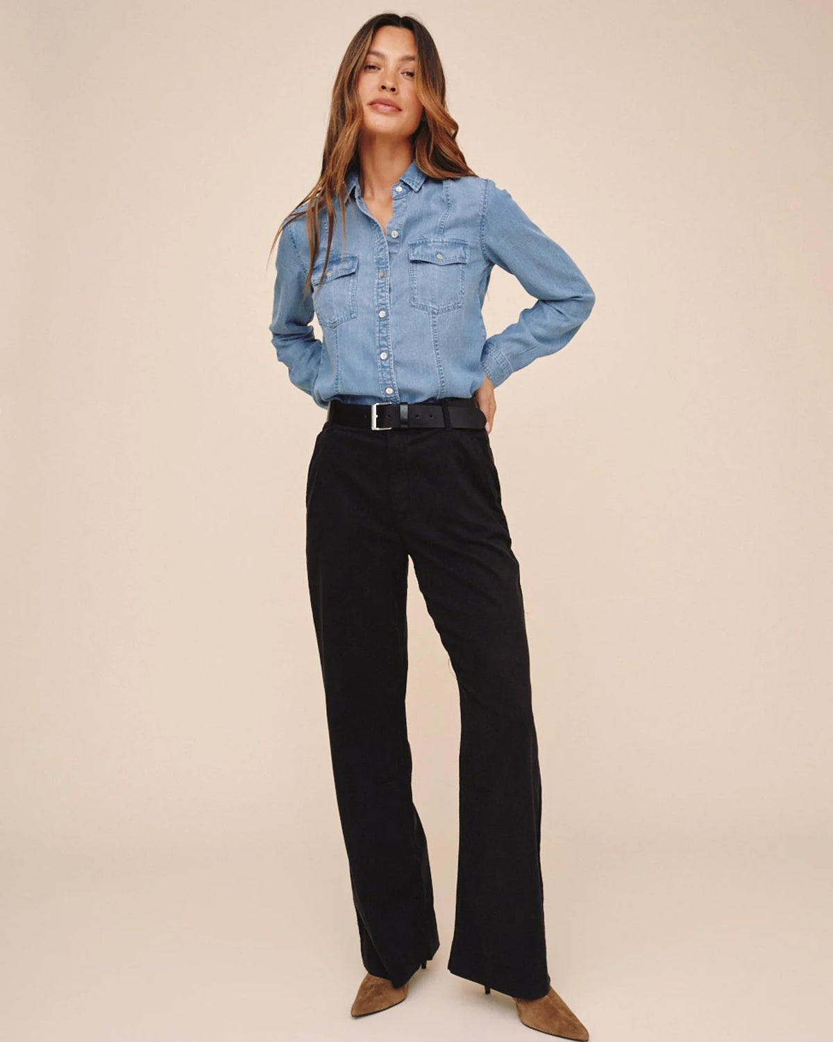 Bella Dahl Long Sleeve Seamed Shirt - Indigo Harbor Wash