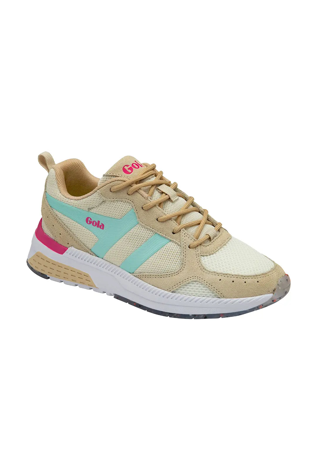 Gola Women's Navis Mesh Sneakers Off white/Oat/Powder Blue/Hot Pink