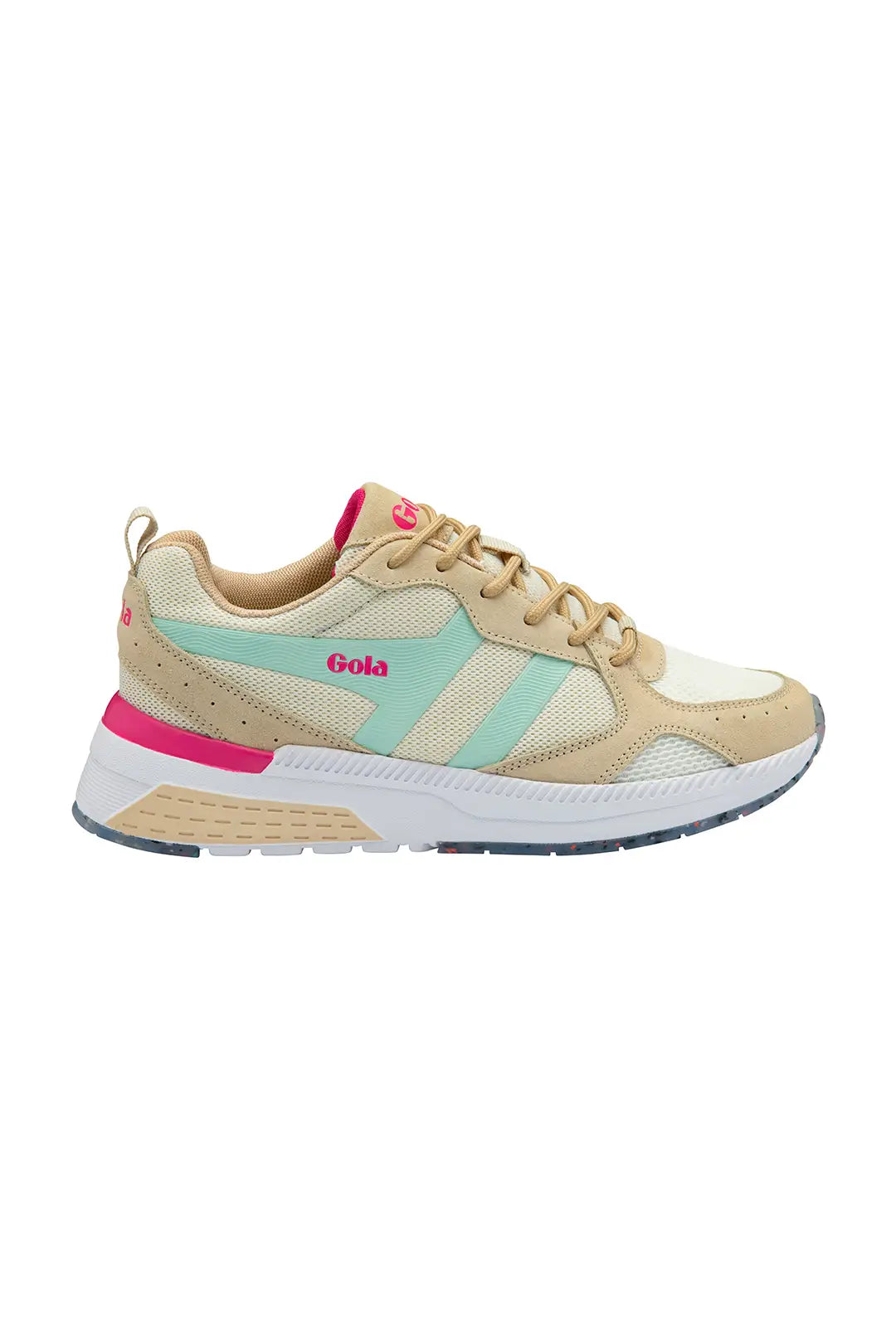 Gola Women's Navis Mesh Sneakers Off white/Oat/Powder Blue/Hot Pink
