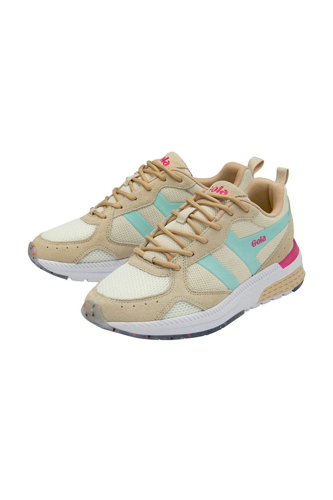 Gola Women's Navis Mesh Sneakers Off white/Oat/Powder Blue/Hot Pink