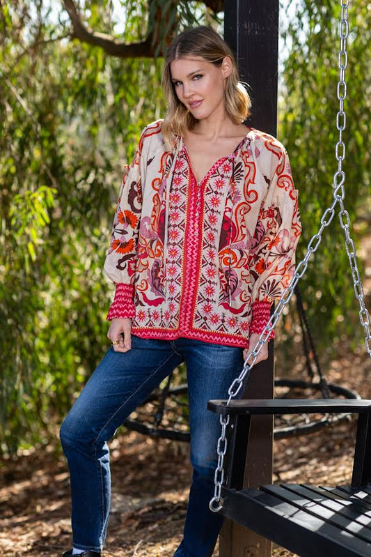 Tolani L/S  Masami Top - Teaberry