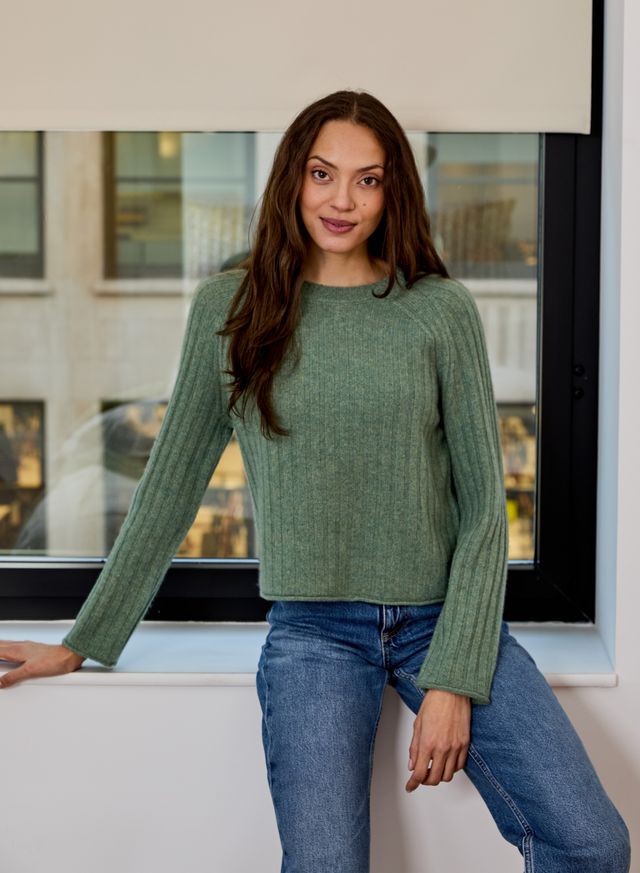 Design History Rib Long Sleeve Sweater | Grass