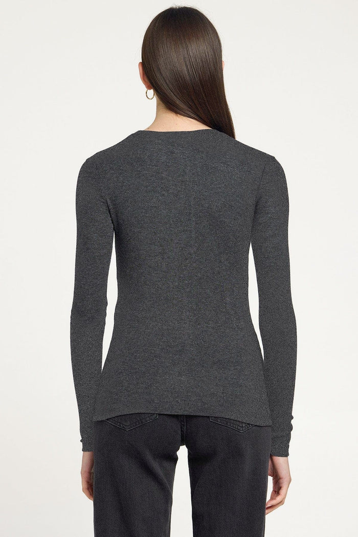 Goldie Ribbed Long Sleeve Tee Heather Charcoal