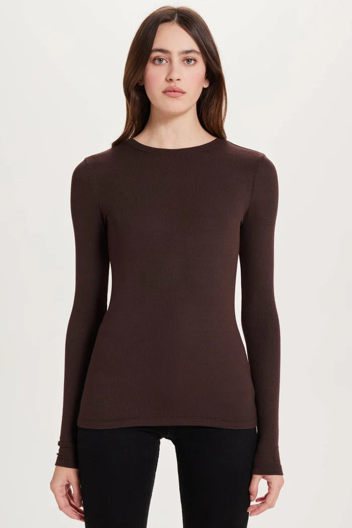 Goldie L/S Rib Tee | Coffee