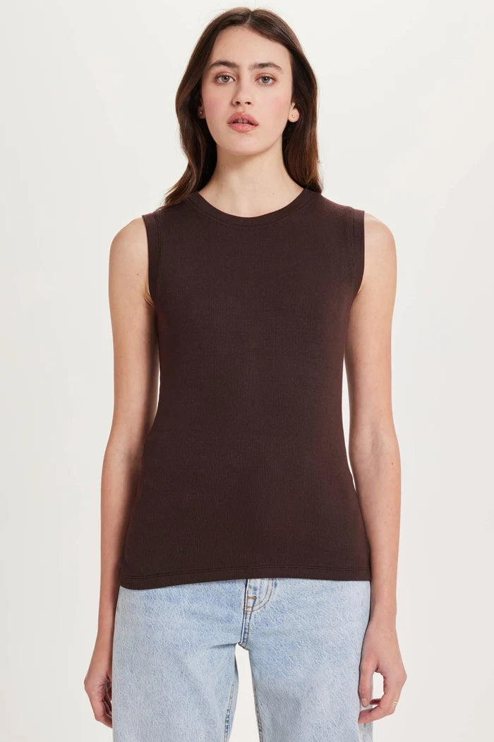 Goldie Ribbed Tank Coffee