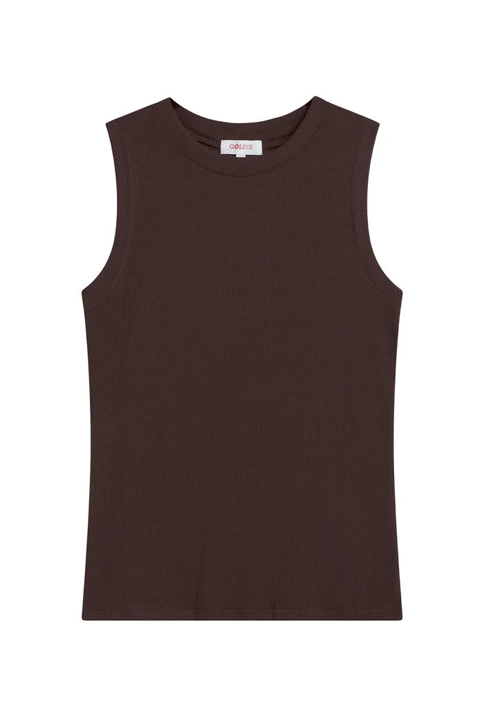 Goldie Ribbed Tank Coffee