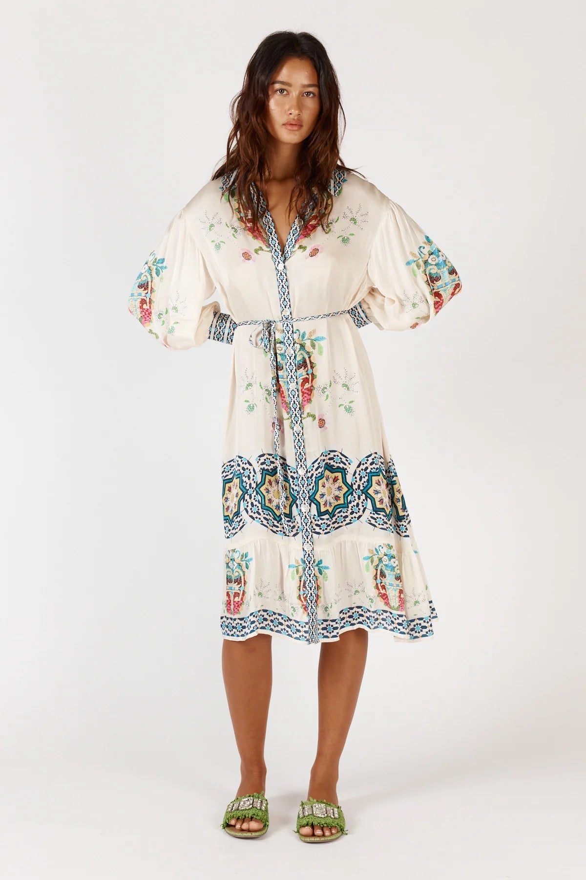 Rubyyaya Garcia Midi Dress - Cream
