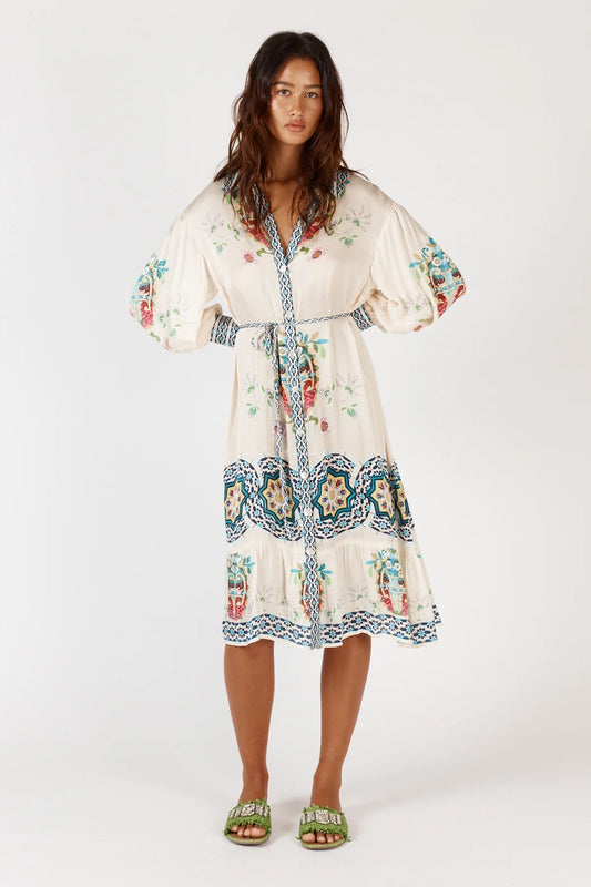 Rubyyaya Garcia Midi Dress - Cream