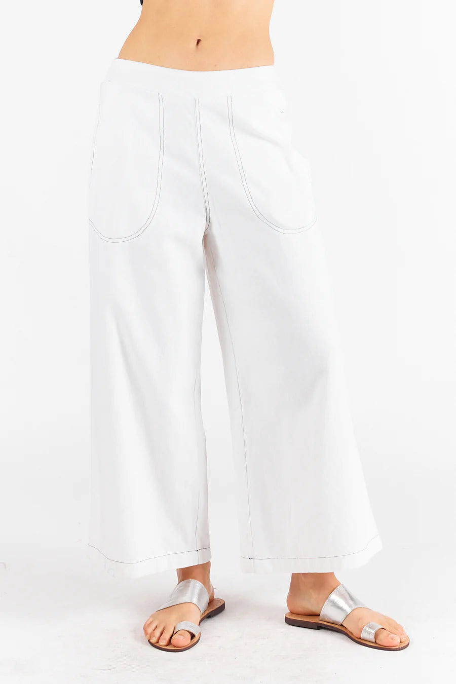 Rubyyaya Pula Pant White/Navy Stitch