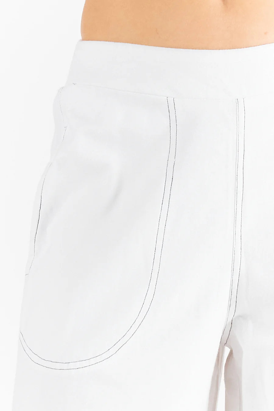 Rubyyaya Pula Pant White/Navy Stitch