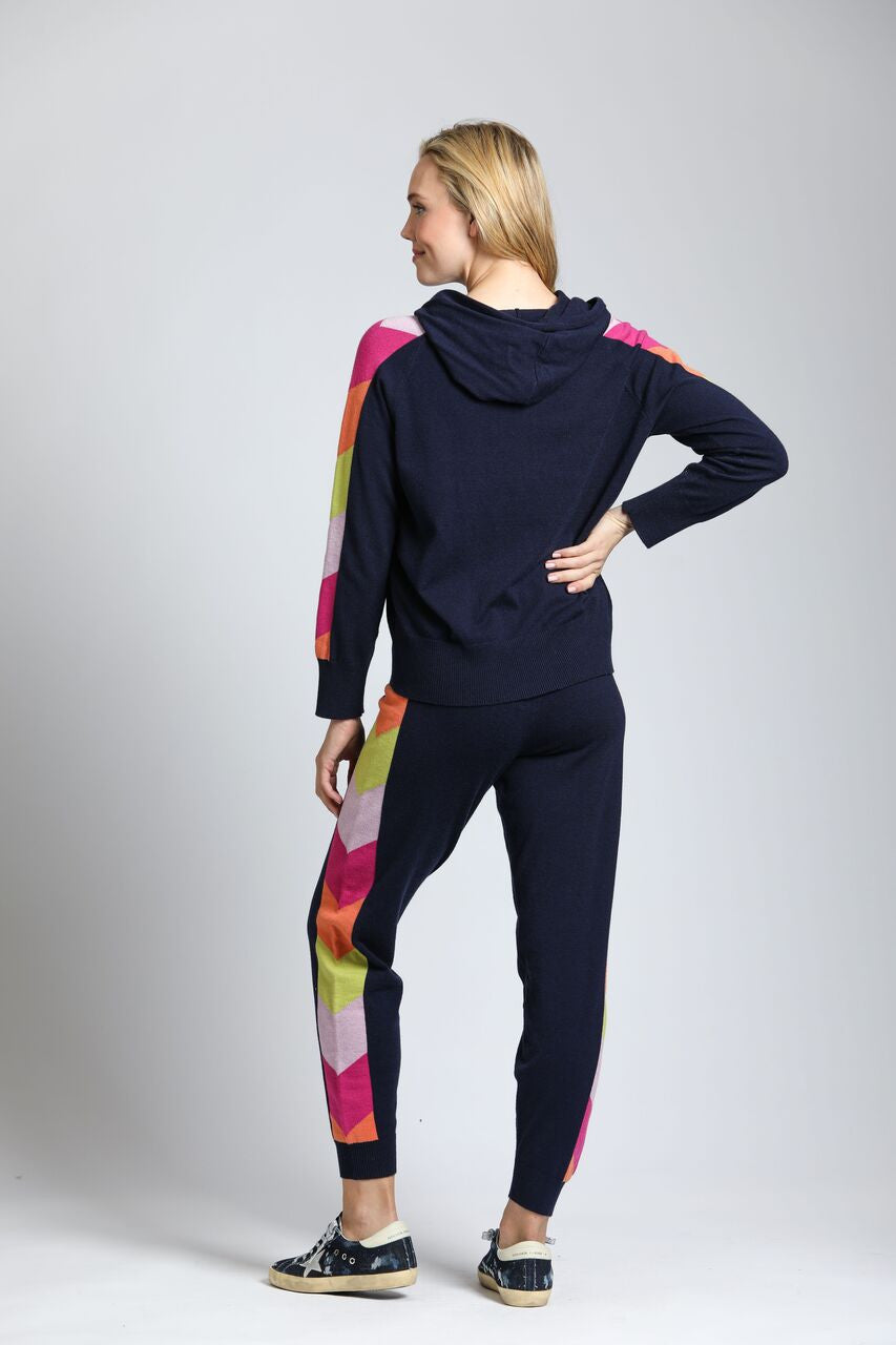 APNY Colorful Side Stripe Hoodie - Navy