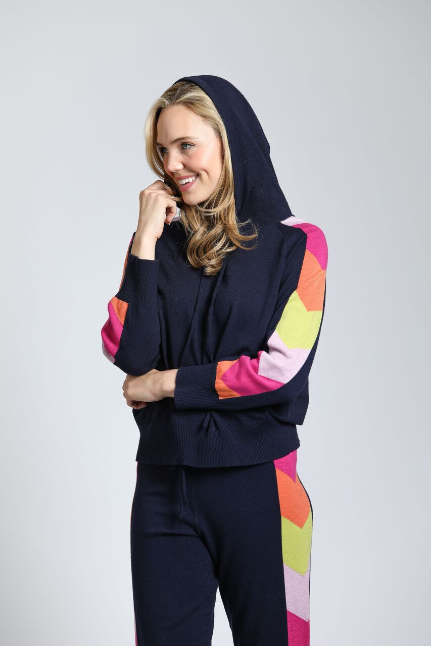 APNY Colorful Side Stripe Hoodie - Navy