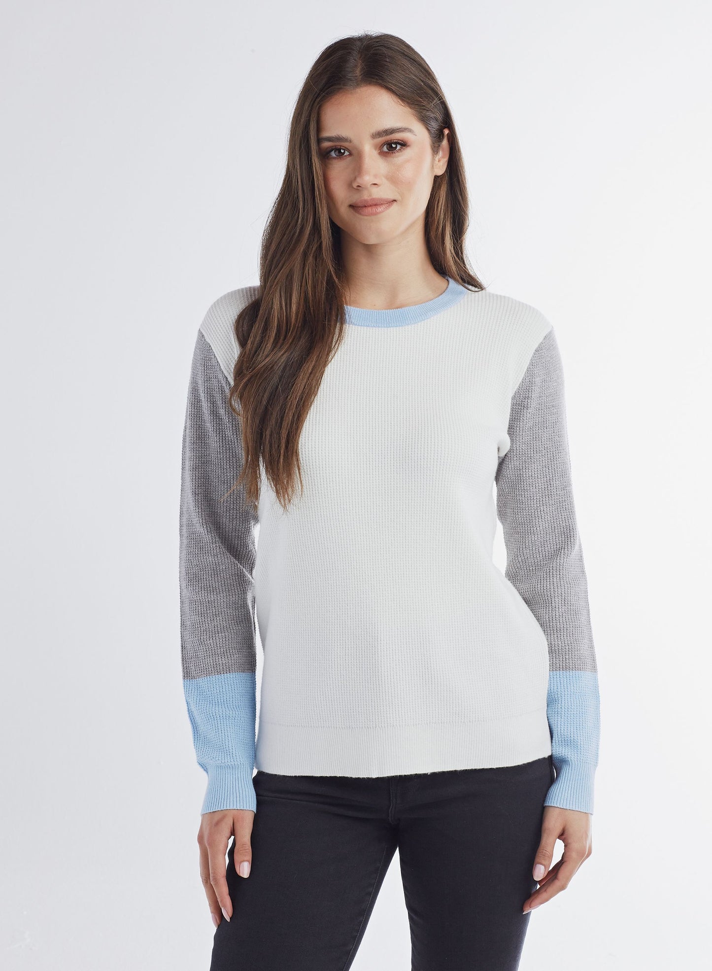 Red Haute 3 Color Sweater Light Blue/Cream