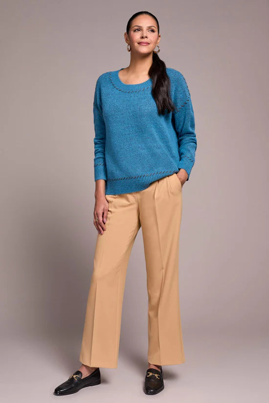 Tribal Saddle Stitch Crew Neck Sweater Celestial