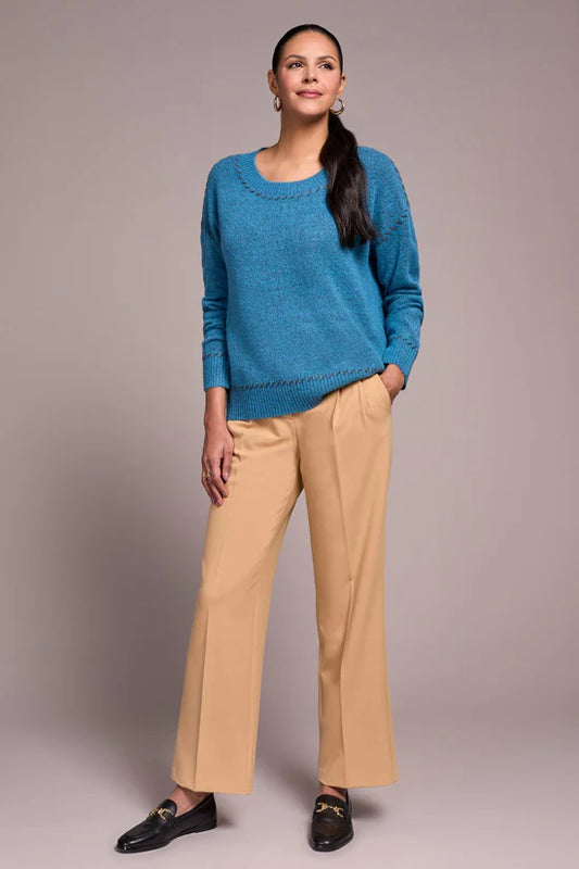 Tribal Saddle Stitch Crew Neck Sweater Celestial