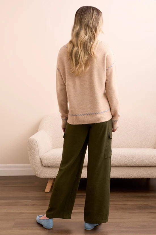 Tribal Saddle Stitch Crew Neck Sweater Sandstone