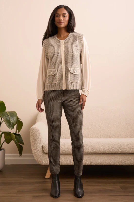 Tribal Cozy Sleeveless Knit Vest Heather Sandstone