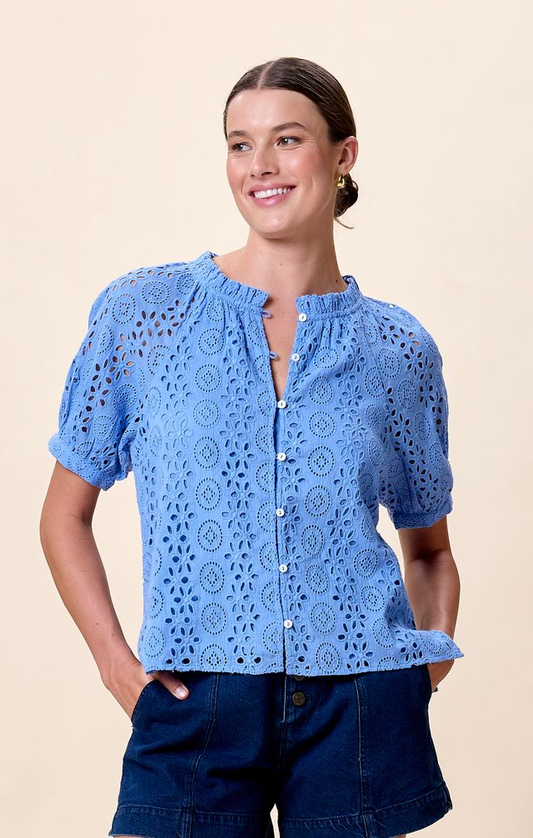 Cleobella Kate Blouse - Blue Bonnet