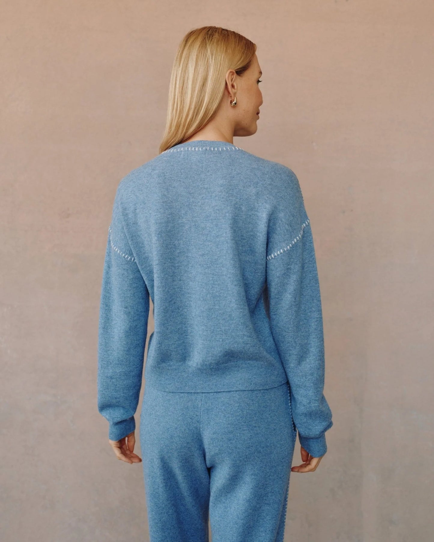 Bella Dahl Whip Stitched Crew Neck Sweater -  Hudson Blue
