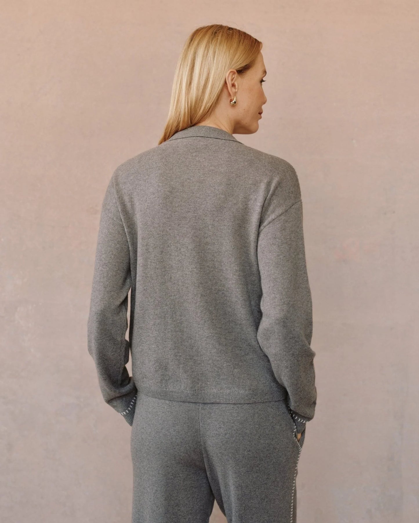 Bella Dahl Whip Stitched Pocket Button Sweater - Heather Smoke