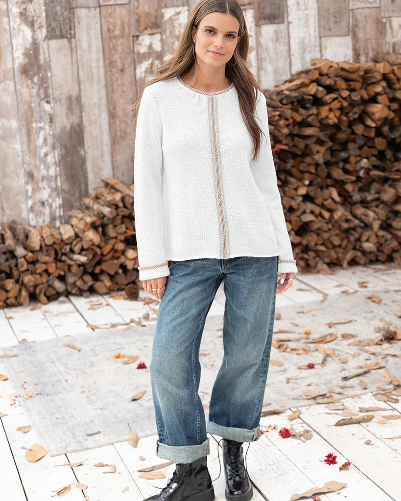 Wooden Ships Kira Rollneck Chunky Sweater | Snow/Gray/Latte