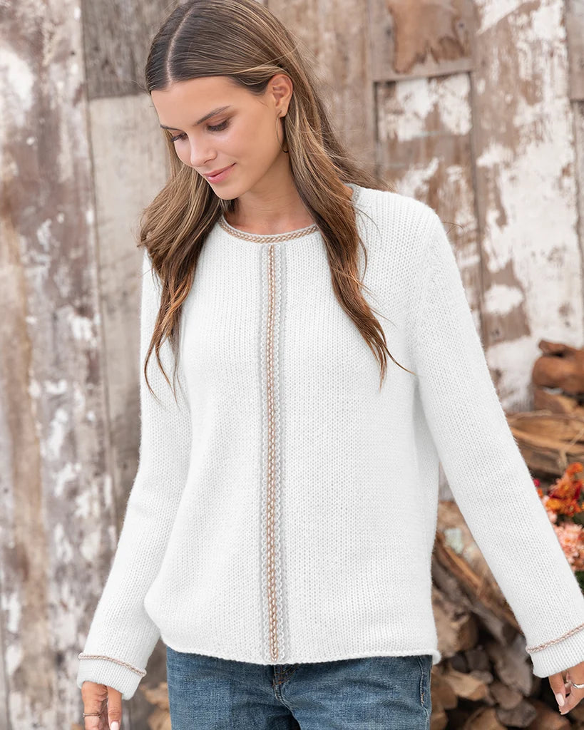 Wooden Ships Kira Rollneck Chunky Sweater | Snow/Gray/Latte