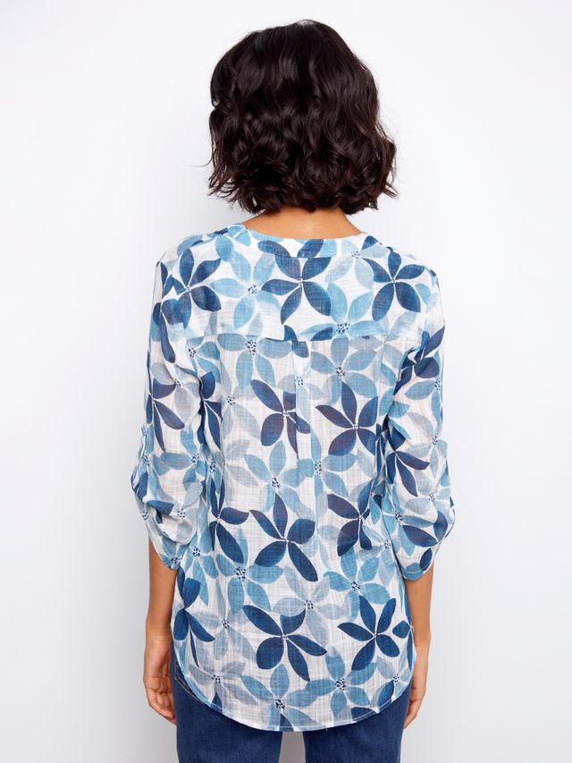 Charlie B Printed Cotton Gauze - Sapphire