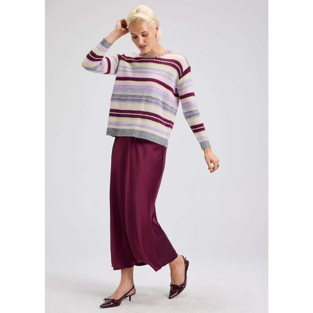 Zaket & Plover  Mohair Stripe Sweater - Cloud