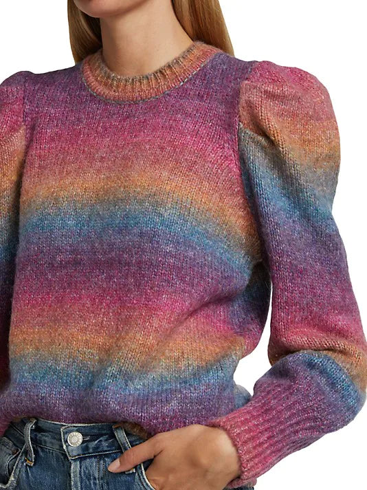 Design History Rainbow Puffed Sleeve Sweater