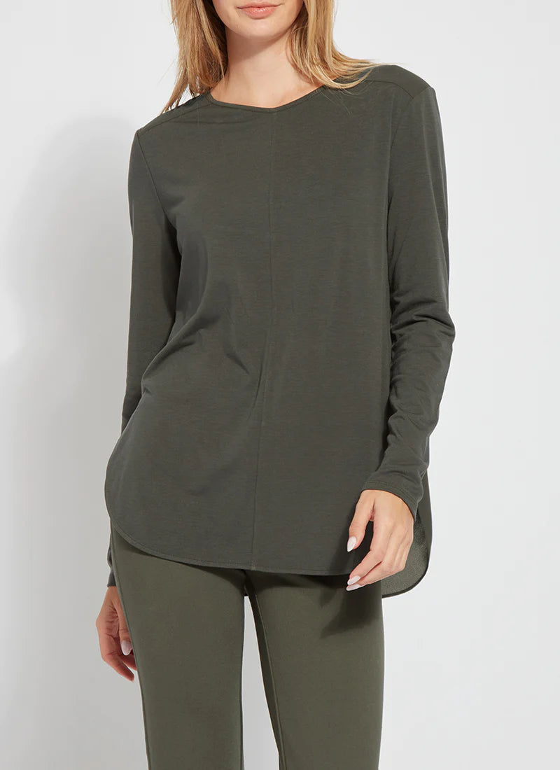 Lysse Festival Mixed Media Top-Dark Cedar