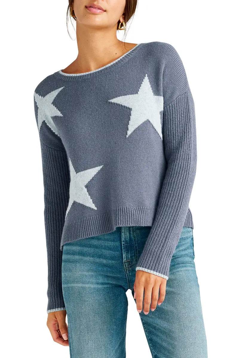 Splendid Francis Star Sweater Ash/Navy