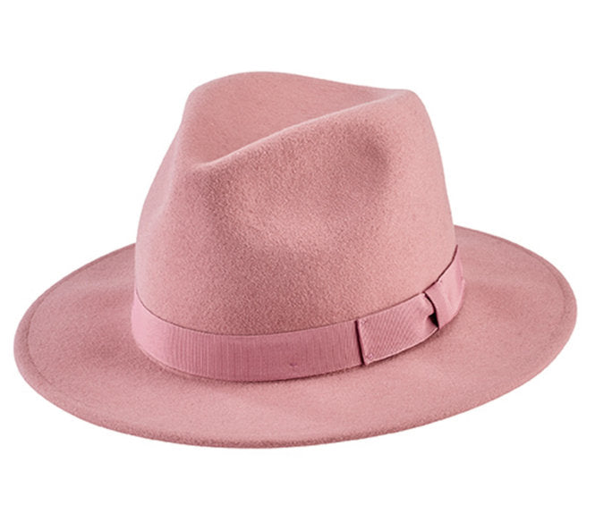 San Diego Wool Fedora With Bow-Cameo Pink