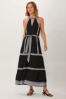 Ecru Hathaway Halter Dress-Black/White