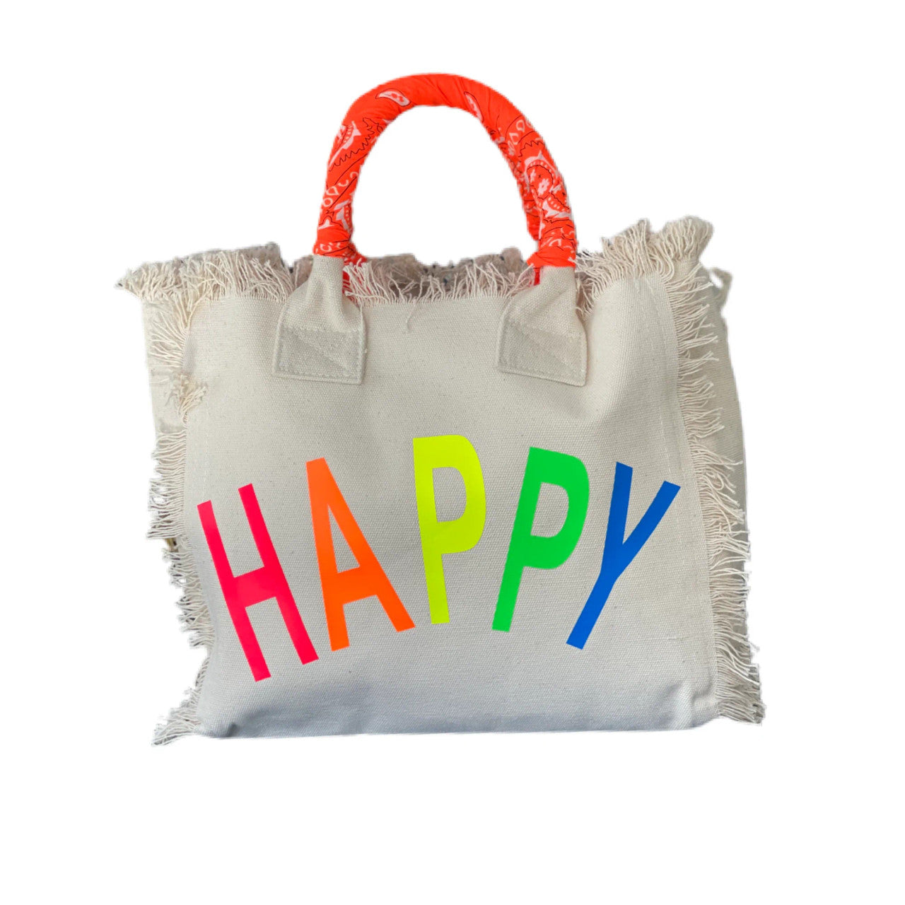 Hip Chik Happy Fringe Canvas Tote Bag
