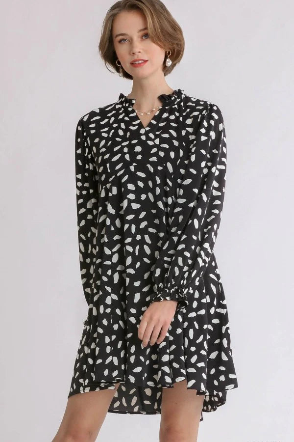 Umgee Abstract Animal Print L/S Dress