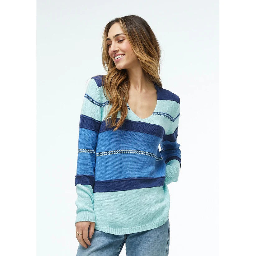 Zaket & Plover Cotton V Sweater Aqua