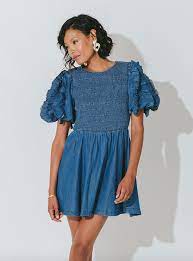 Cleobella Mya Mini Dress Classic Blue